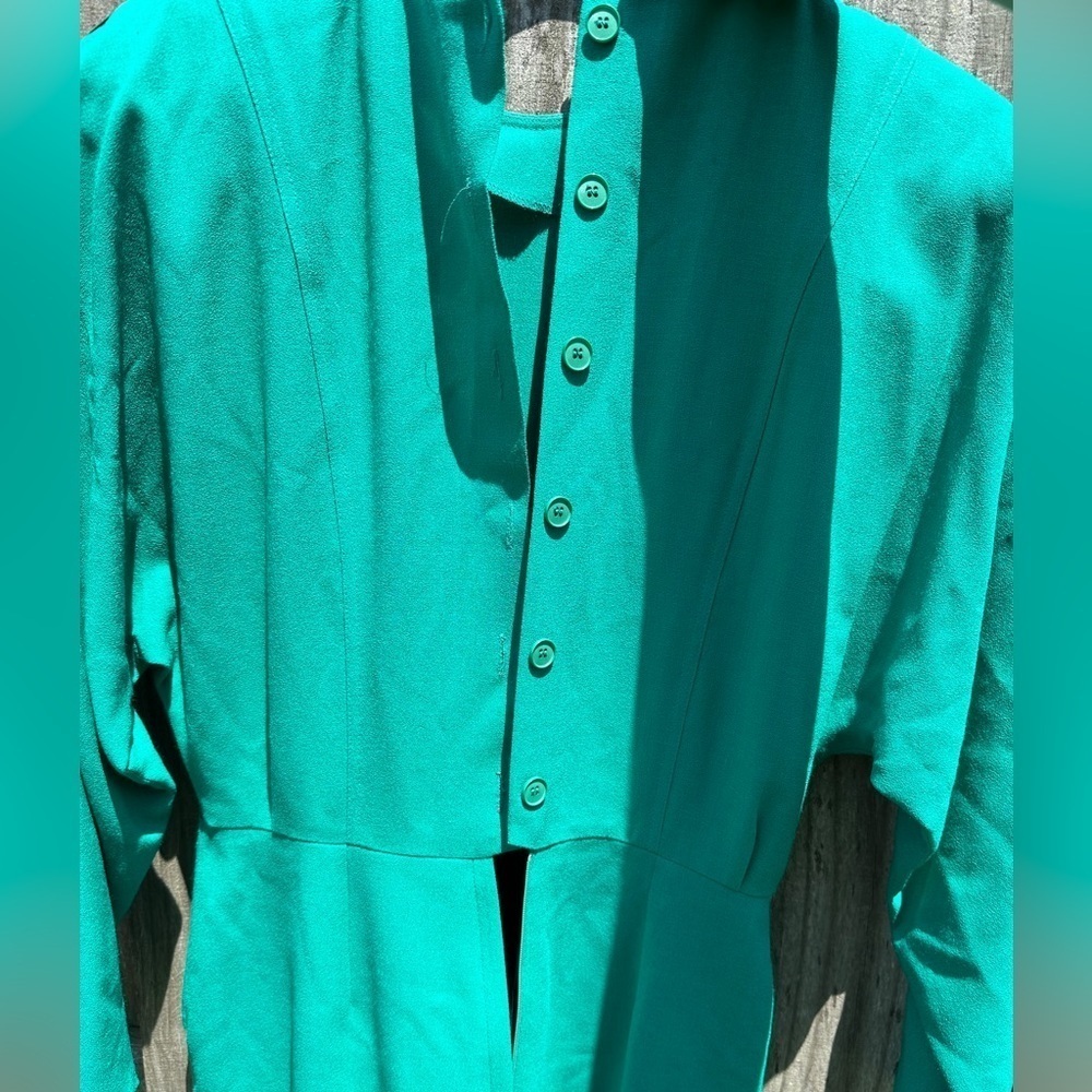 Vintage Mansfield London Green And Black Long Sleeve Dress US 14 UK 16 - Picture 2 of 9